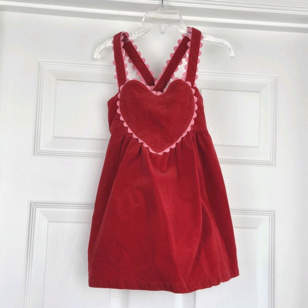 Gymboree Girls Red Heart Skirtall Dress Size‎ 3T Cotton Velvet Adjustable Straps